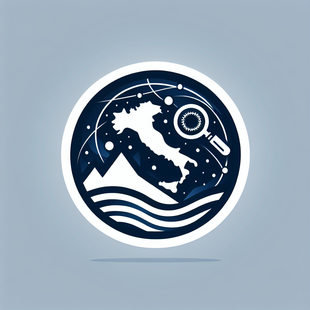 Crea un logo elegante e moderno per “Insight Italy”, utilizzando una combinazione di blu notte e bianco. Includi un’icona che rappresenti l’Italia (ad esempio una silhouette del Paese, una lente d’ingrandimento, o una penna stilizzata). Lo stile dovrebbe evocare affidabilità, informazione e analisi.