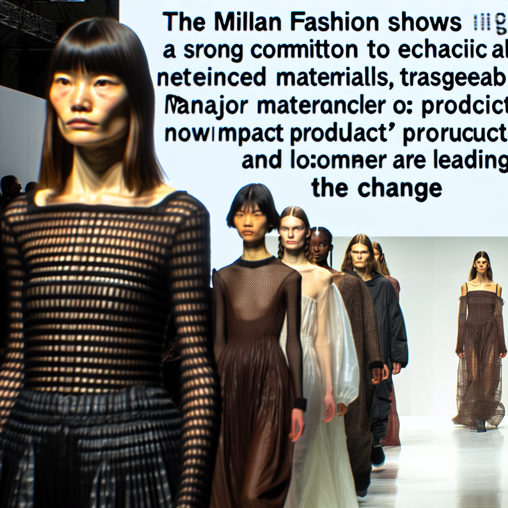 Le sfilate milanesi mostrano un forte impegno verso la moda etica: materiali rigenerati, tracciabilità e produzioni a basso impatto ambientale sono sempre più al centro delle collezioni. Grandi maison come Valentino e emergenti come Act N°1 guidano il cambiamento.